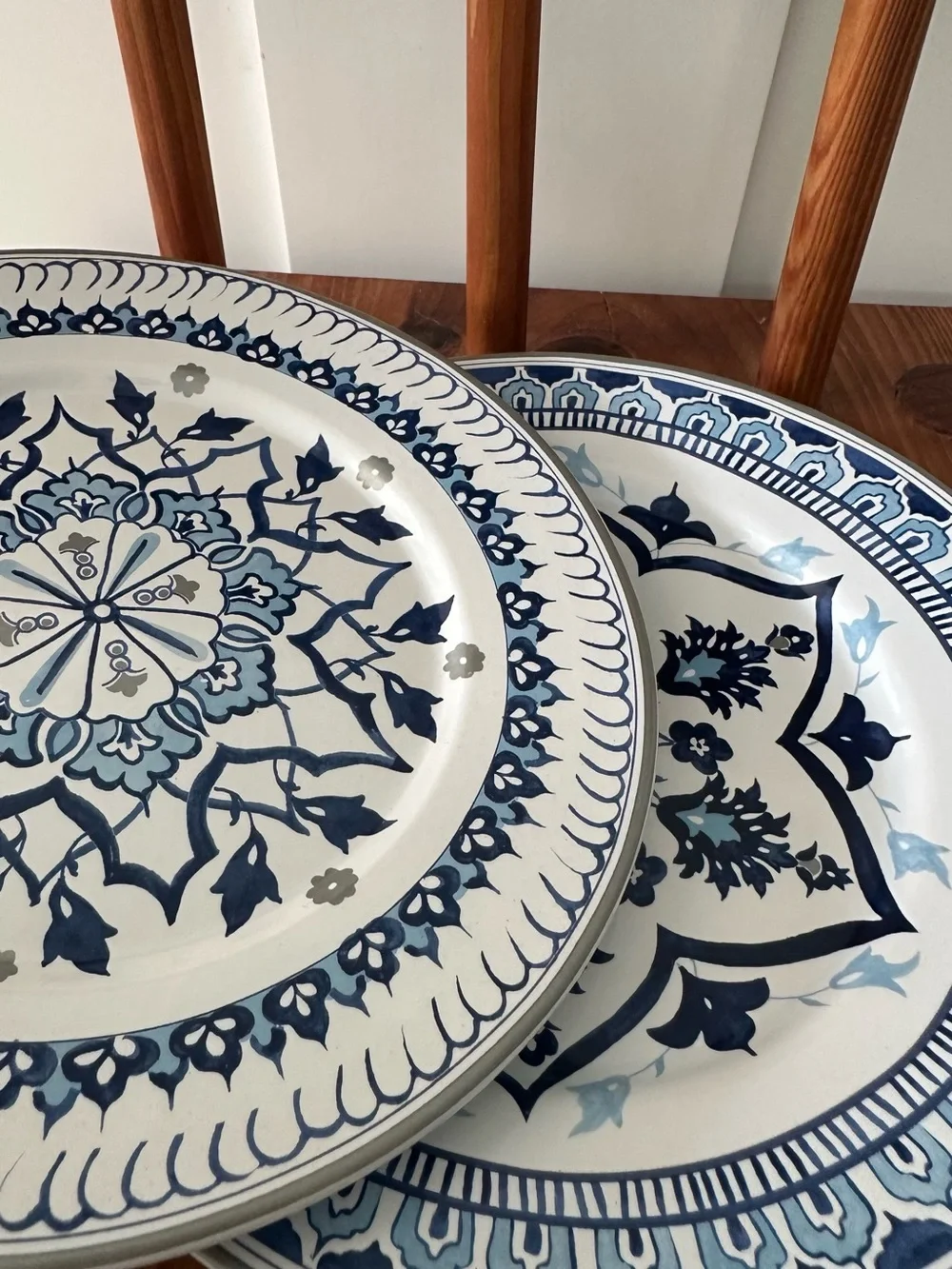 Set of 2 Williams Sonoma California Plate Blue White Silver Vintage
